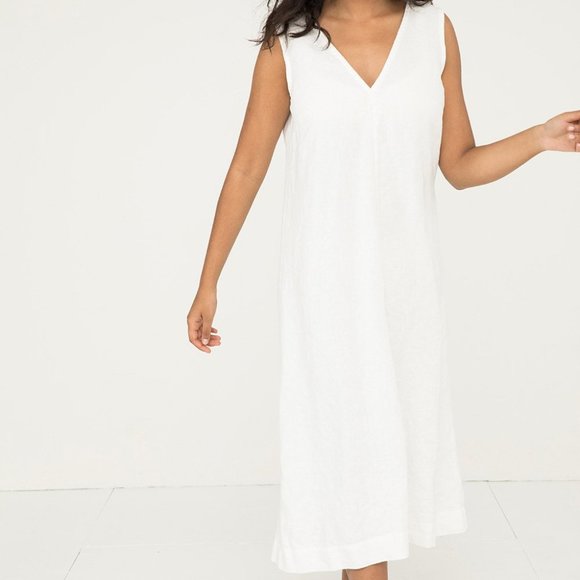 Elizabeth Suzann Polly Midi Dress White Linen XS - Picture 1 of 5